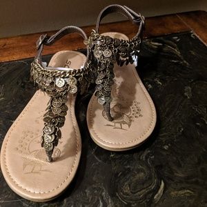Soda Coin Detail Sandals